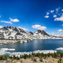 sierra lake with snow